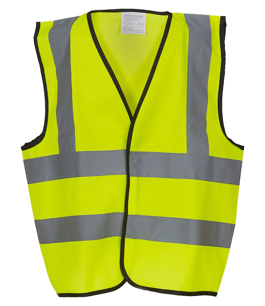 Yoko Kids Hi-Vis Two Band and Braces Waistcoat — Yellow