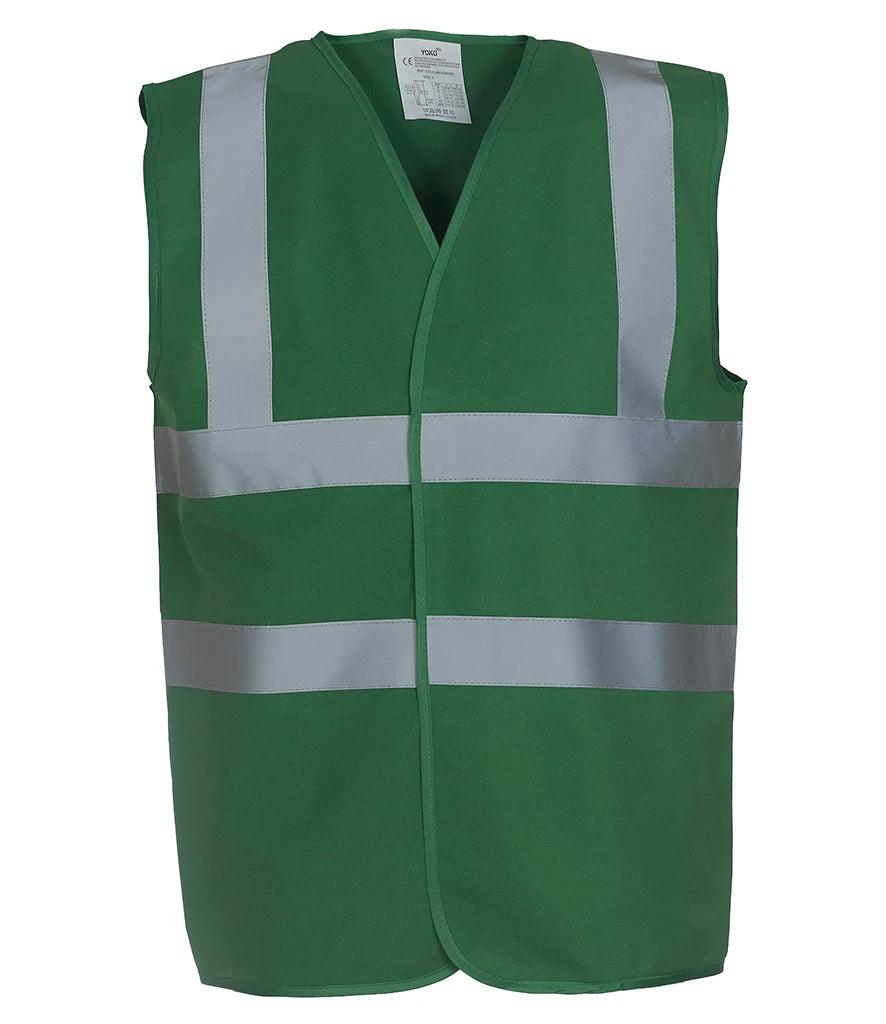 Yoko Hi-Vis Two Band and Braces Waistcoat — Paramedic Green