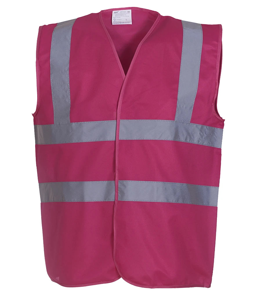 Yoko Hi-Vis Two Band and Braces Waistcoat — Raspberry