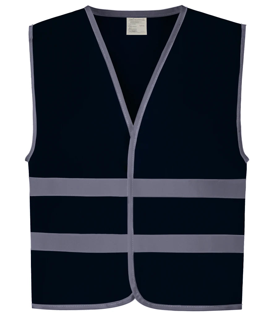 Yoko Kids Hi-Vis Two Band Waistcoat — Navy