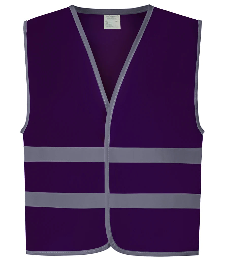 Yoko Kids Hi-Vis Two Band Waistcoat — Purple