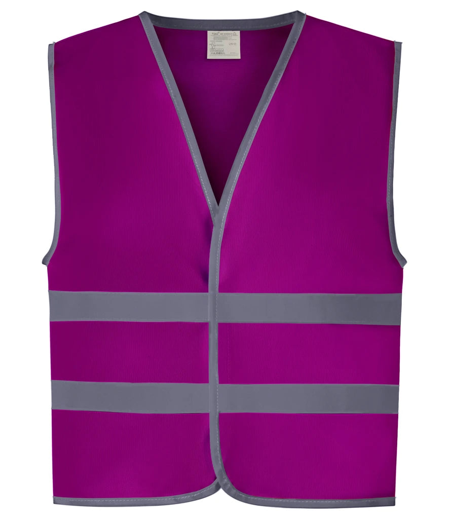 Yoko Kids Hi-Vis Two Band Waistcoat — Raspberry