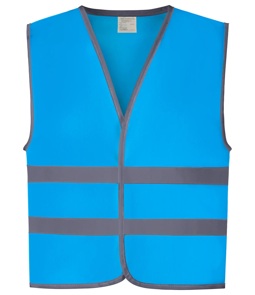 Yoko Kids Hi-Vis Two Band Waistcoat — Sapphire Blue