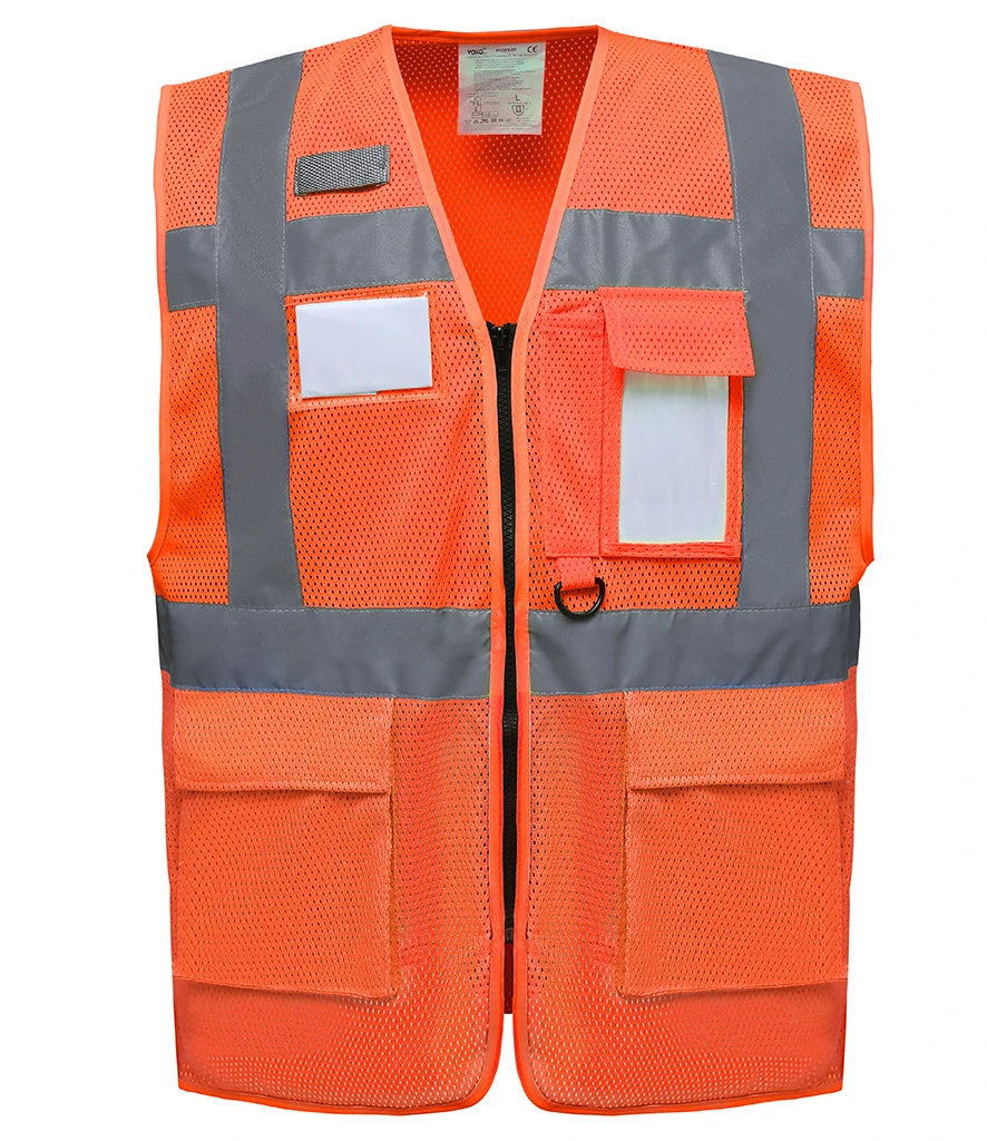 Yoko Hi-Vis Top Cool Open Mesh Executive Waistcoat — Orange