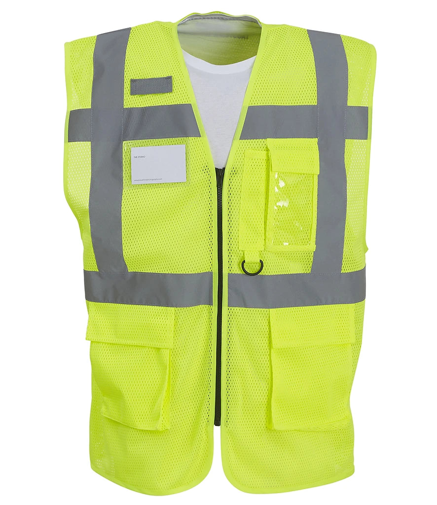 Yoko Hi-Vis Top Cool Open Mesh Executive Waistcoat — Yellow